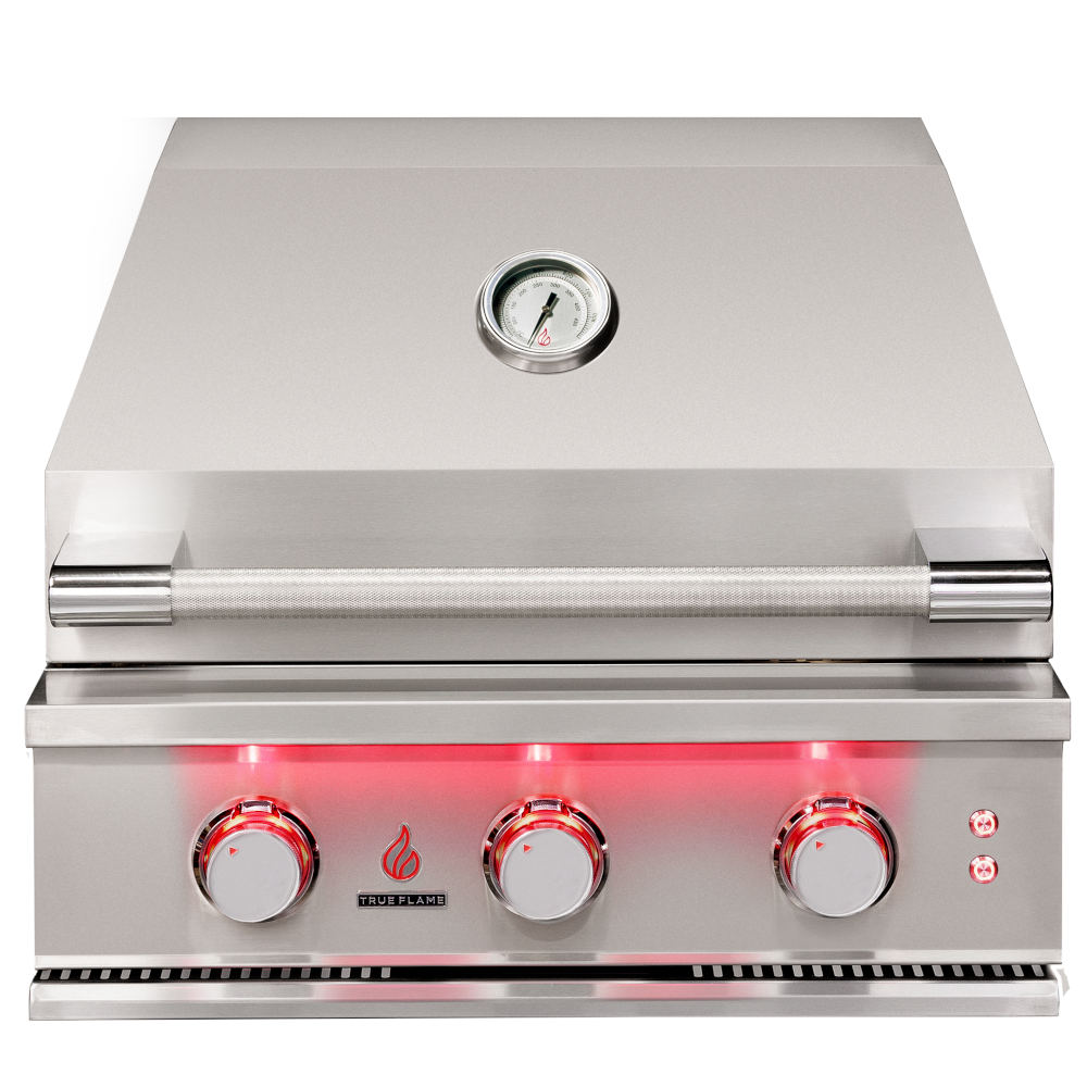 TrueFlame 25-Inch 3-Burner Built-In Propane Gas Grill with Grill Lights