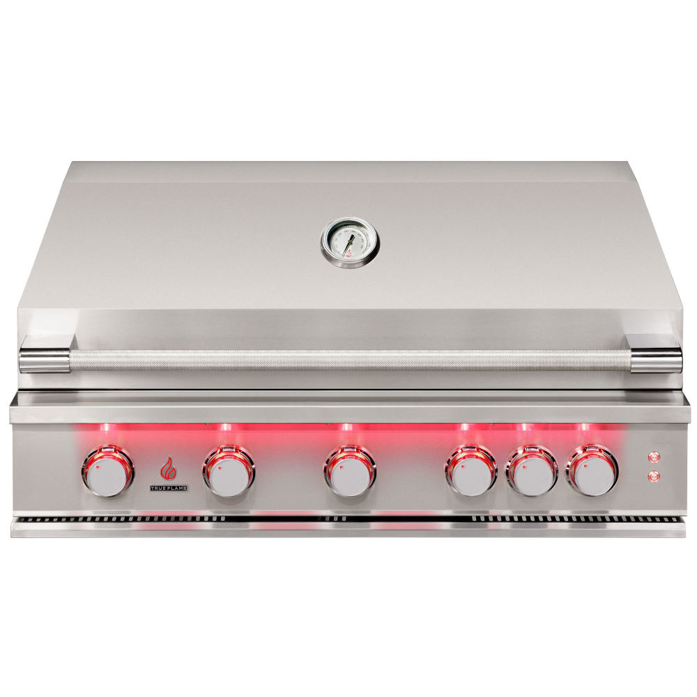 TrueFlame 40-Inch 5-Burner Built-In Propane Gas Grill with Rear Infrared Burner and Grill Lights