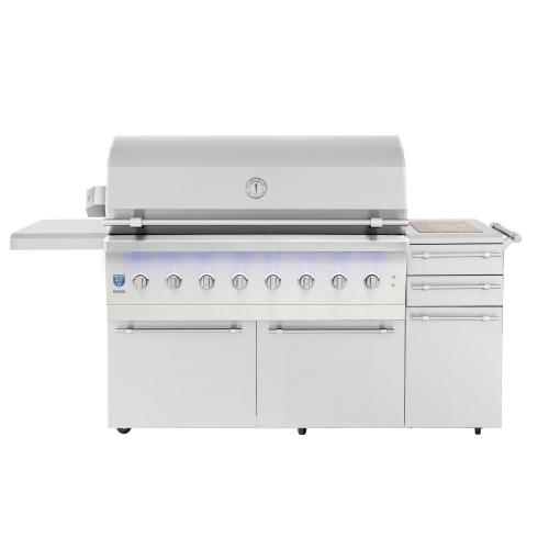 American Made Grills Encore 54-Inch 8-Burner Freestanding Multi Fuel Wood / Charcoal / Propane Gas Grill