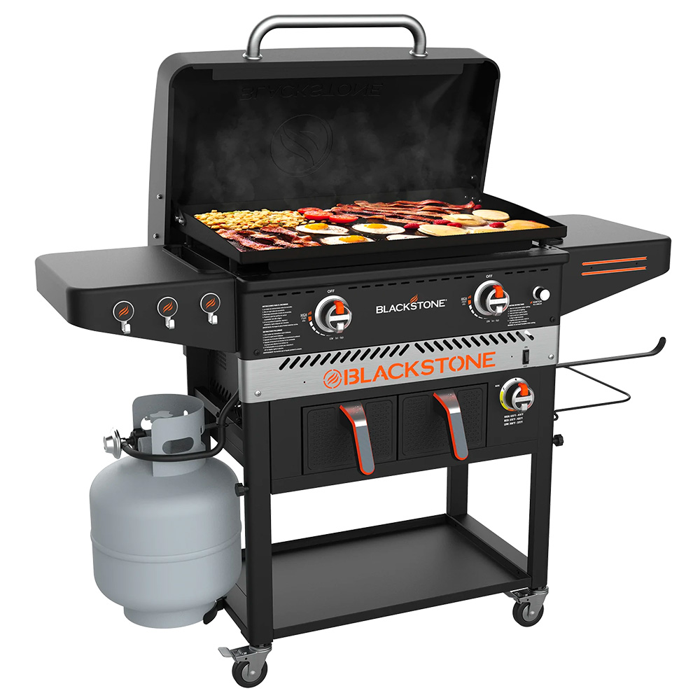Blackstone Griddle Patio 28-Inch 2-Burner Freestanding Propane Gas Commercial Style Flat Top Grill with Air Fryer