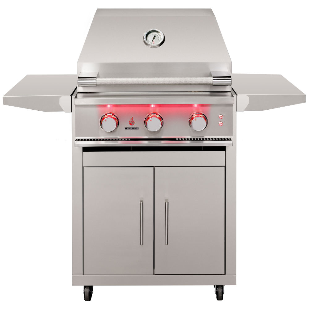 TrueFlame 25-Inch 3-Burner Freestanding Propane Gas Grill with Grill Lights