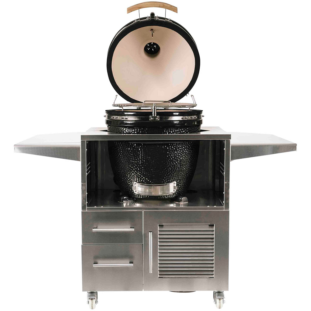 Coyote 18-Inch Asado Ceramic Kamado Grill with Stainless Steel Cart and Accessory Package - C1CHCS-C2UNCT