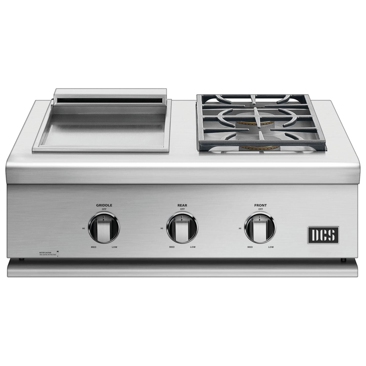 DCS Series 7 30-Inch Built-In Propane Gas Double Side Burner with Griddle