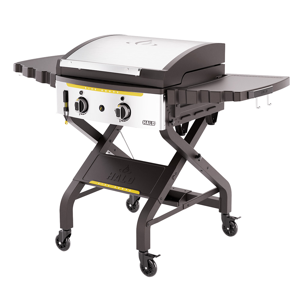 Halo Elite 2B 24-Inch 2-Burner Freestanding Propane Gas Commercial Style Flat Top Griddle with Hood