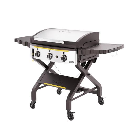 Halo Elite 3B 28-Inch 3-Burner Freestanding Propane Gas Commercial Style Flat Top Griddle with Hood
