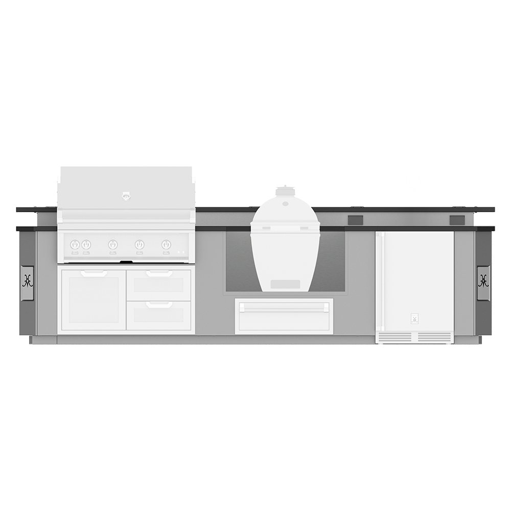 Hestan Ready-To-Assemble 12 Ft. Stainless Steel Outdoor Living Suite with Kamado Grill Cutout and Bar Top & Foot Rail for Custom Countertops