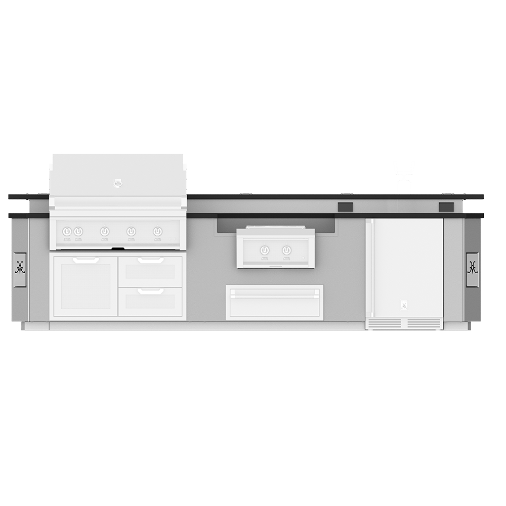 Hestan Ready-To-Assemble 12 Ft. Stainless Steel Outdoor Living Suite with Power Burner Cutout and Bar Top for Custom Countertops