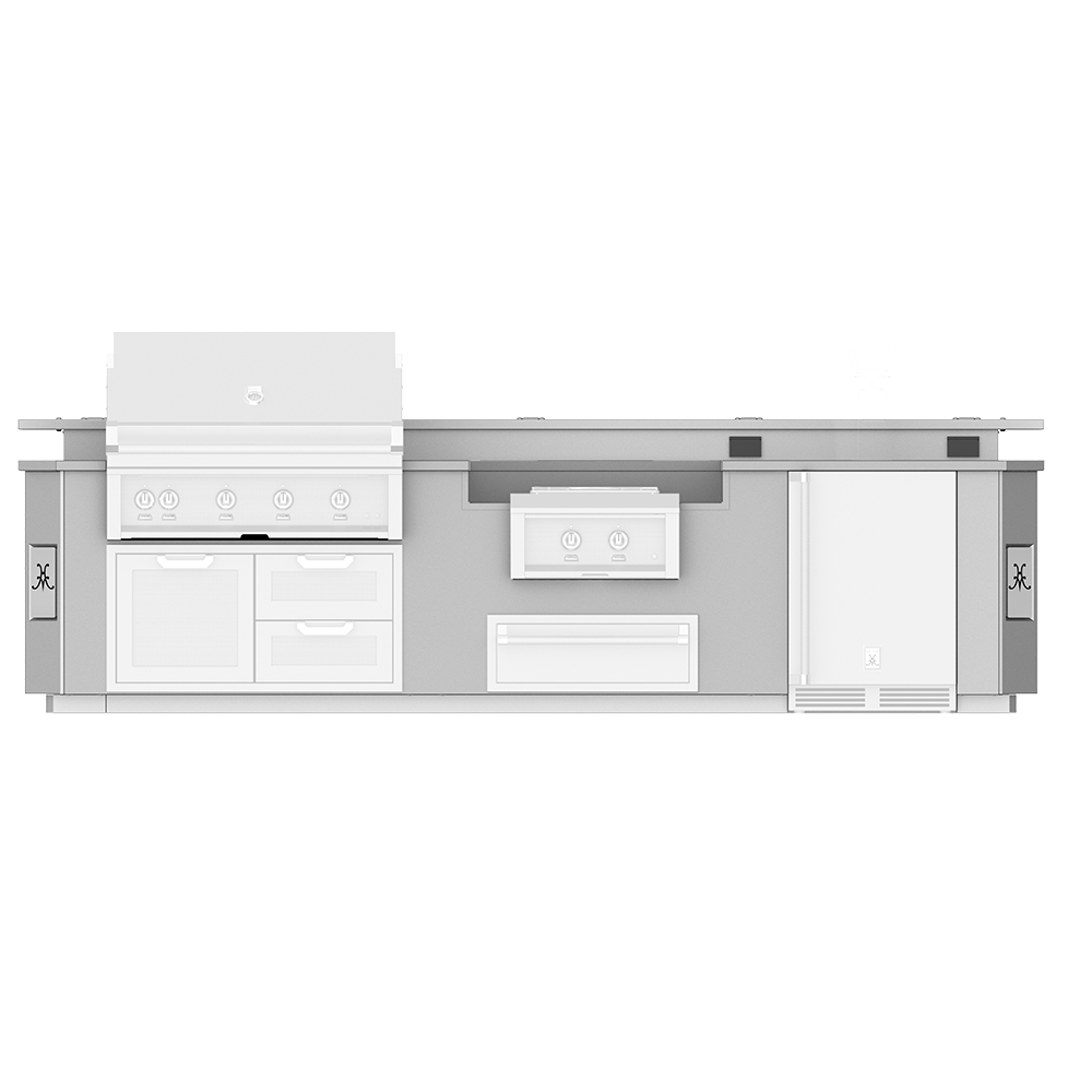 Hestan Ready-To-Assemble 12 Ft. Stainless Steel Outdoor Living Suite with Power Burner Cutout and Bar Top with Stainless Steel Countertop