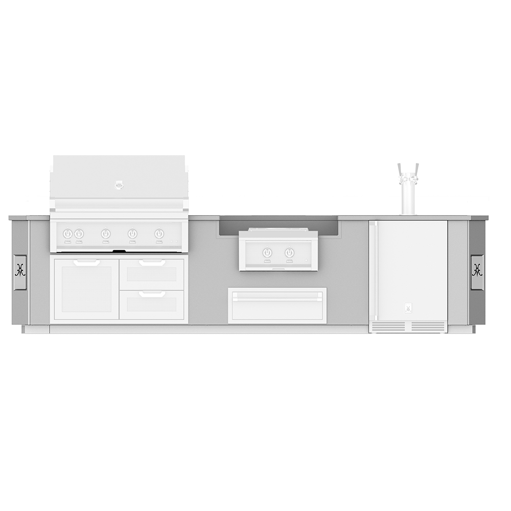 Hestan Ready-To-Assemble 12 Ft. Stainless Steel Outdoor Living Suite with Power Burner and Beer Dispenser Cutouts and Stainless Steel Countertop