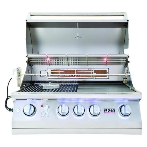 Lion L75000 32-Inch 4-Burner Stainless Steel Built-In Propane Gas Grill with Rear Infrared Burner
