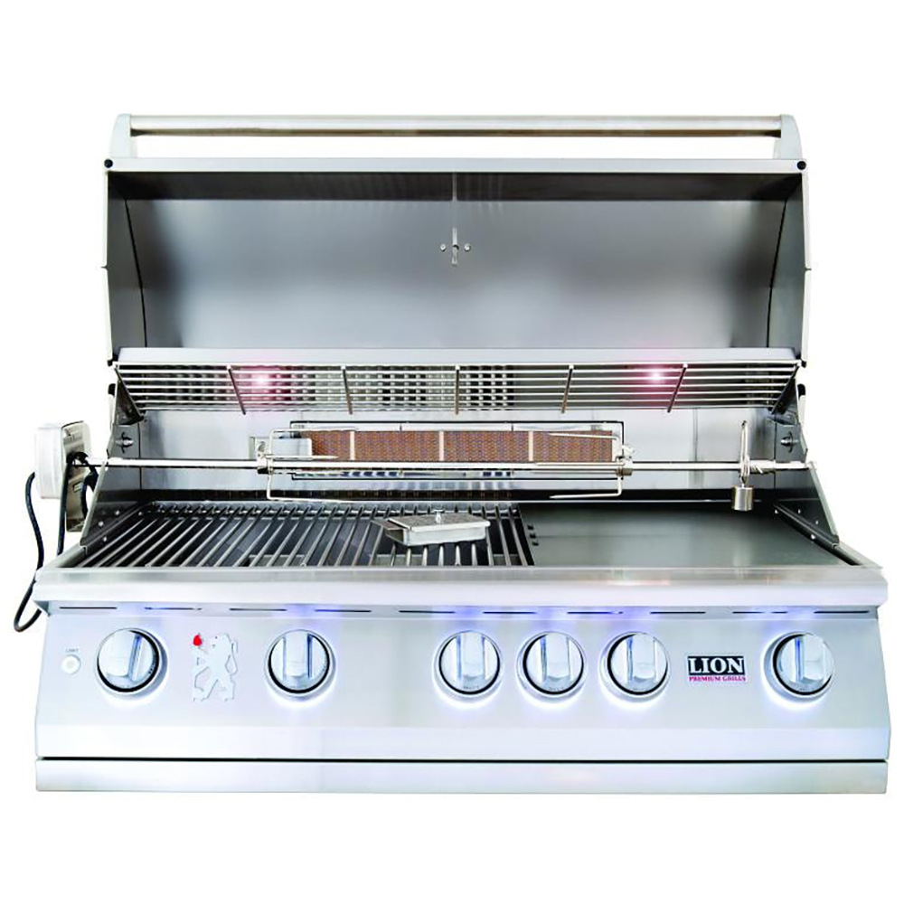 Lion L90000 40-Inch 5-Burner Stainless Steel Built-In Propane Gas Grill with Rear Infrared Burner