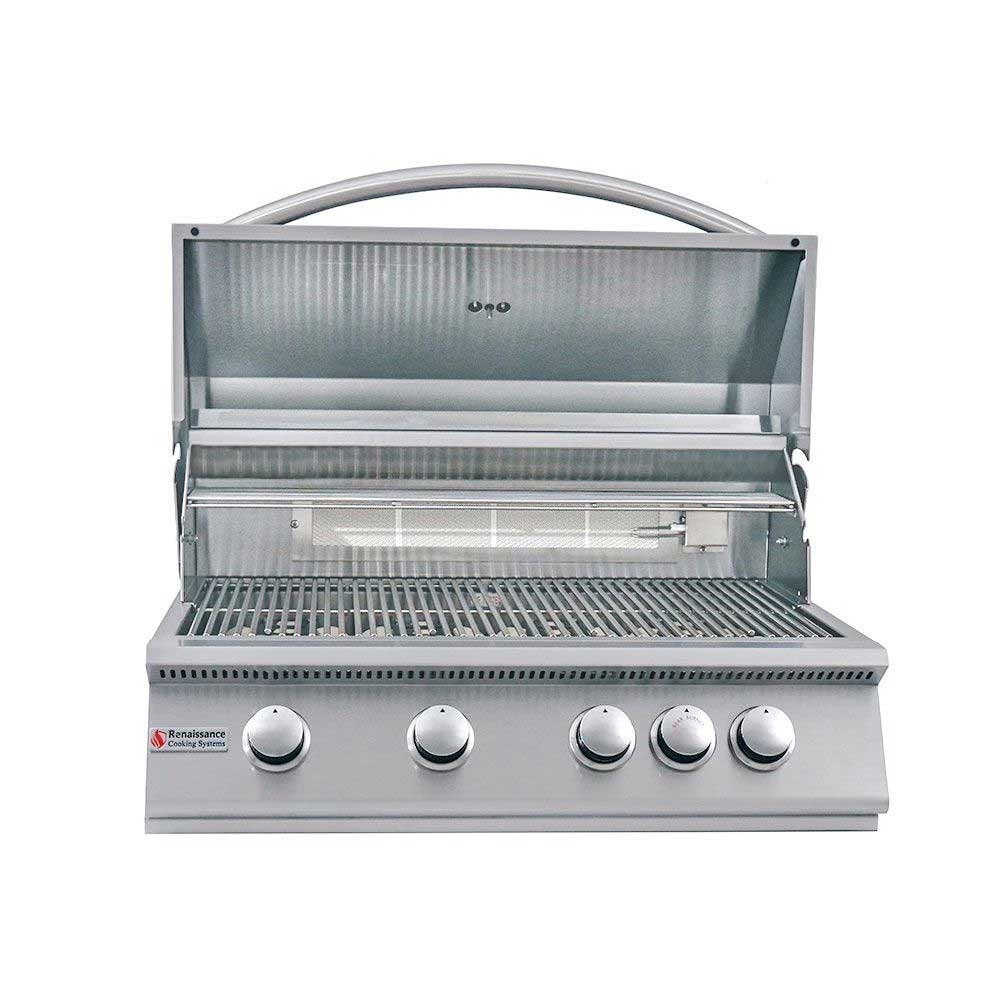RCS Premier Series 32-Inch 4-Burner Built-In Propane Gas Grill with Rear Infrared Burner