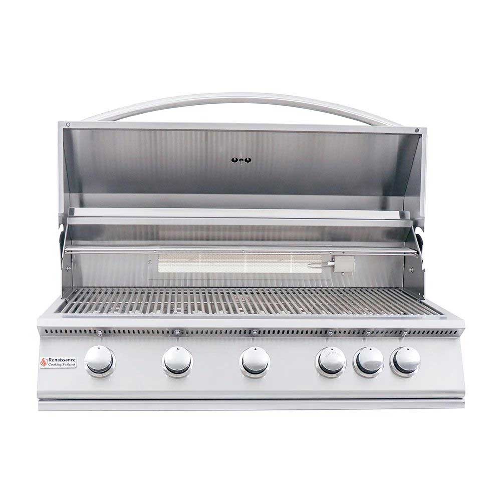 RCS Premier Series 40-Inch 5-Burner Built-In Propane Gas Grill with Rear Infrared Burner