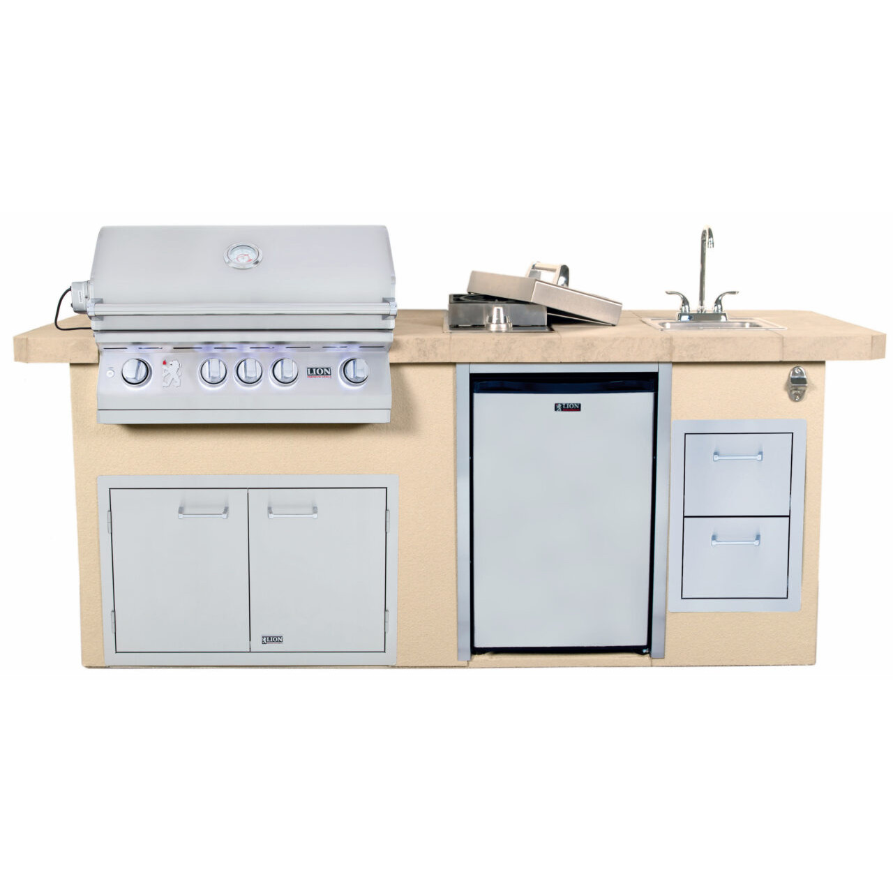Lion Resort Q 8-Foot BBQ Island With Lion L75000 32-Inch Propane Gas Grill