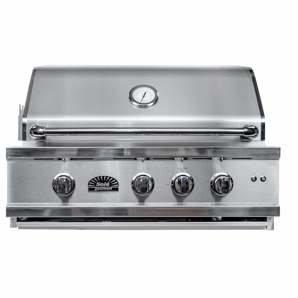 Sole Gourmet Luxury Series 30-Inch 3-Burner Built-In Propane Gas Grill with Rotisserie and LED Lights