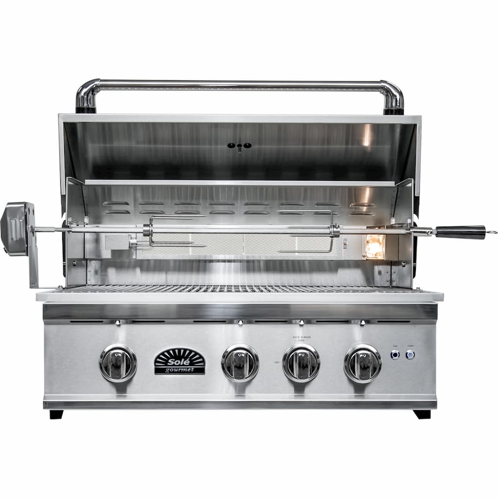 Sole Gourmet Turbo Replacement Series 32-Inch 3-Burner Built-In Propane Gas Grill with Rotisserie and LED Lights