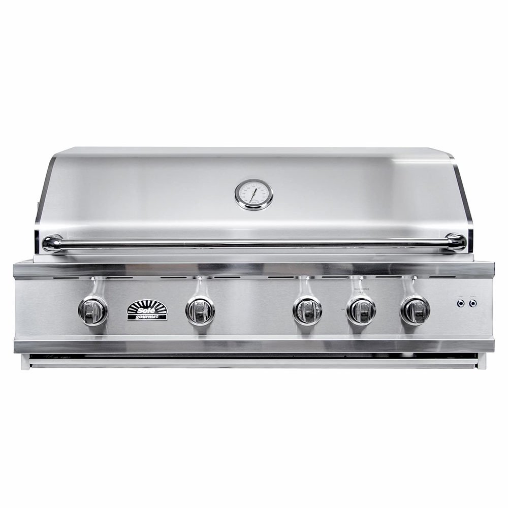 Sole Gourmet Luxury Series 42-Inch 4-Burner Built-In Propane Gas Grill with Rotisserie and LED Lights