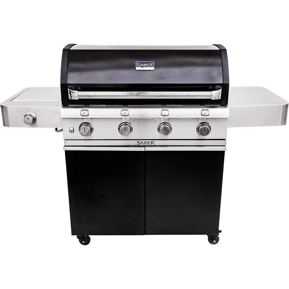 Saber Grills Cast Black 670 40-Inch 4-Burner Freestanding Infrared Propane Gas Grill with Single Ring Side Burner