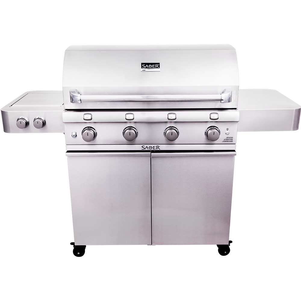 Saber Grills Stainless 670 40-Inch 4-Burner Freestanding Infrared Propane Gas Grill with Dual Ring Side Burner