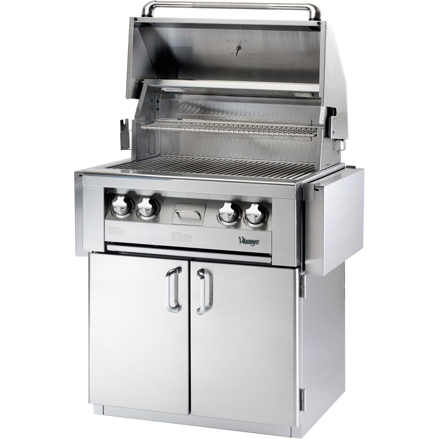 Vintage Grills 30-Inch Freestanding Propane Gas Grill with Flush Mounted Inrared Rotisserie Burner and Dedicated Smoker Burner