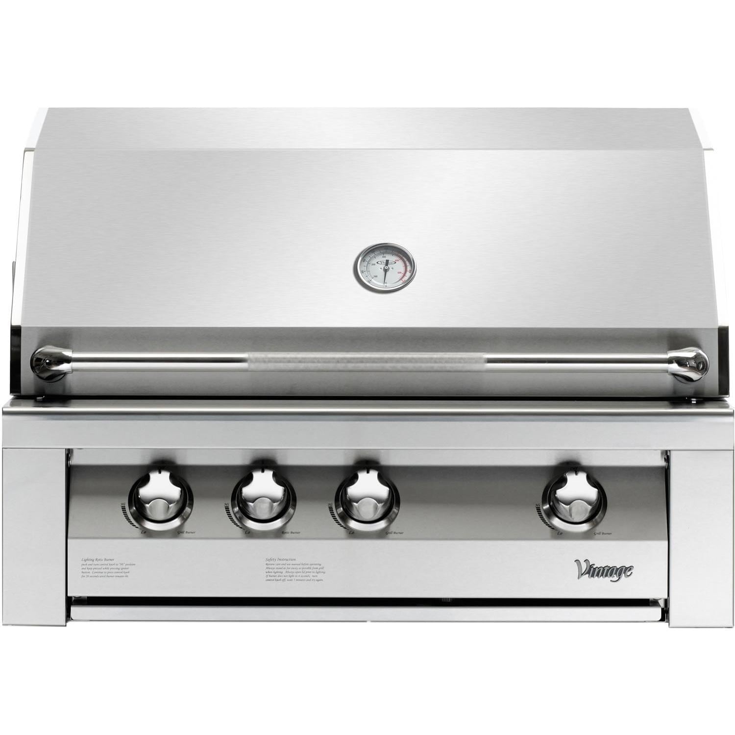 Vintage Grills 36-Inch Built-in Propane Gas Grill with Flush Mounted Infrared Rotisserie Burner