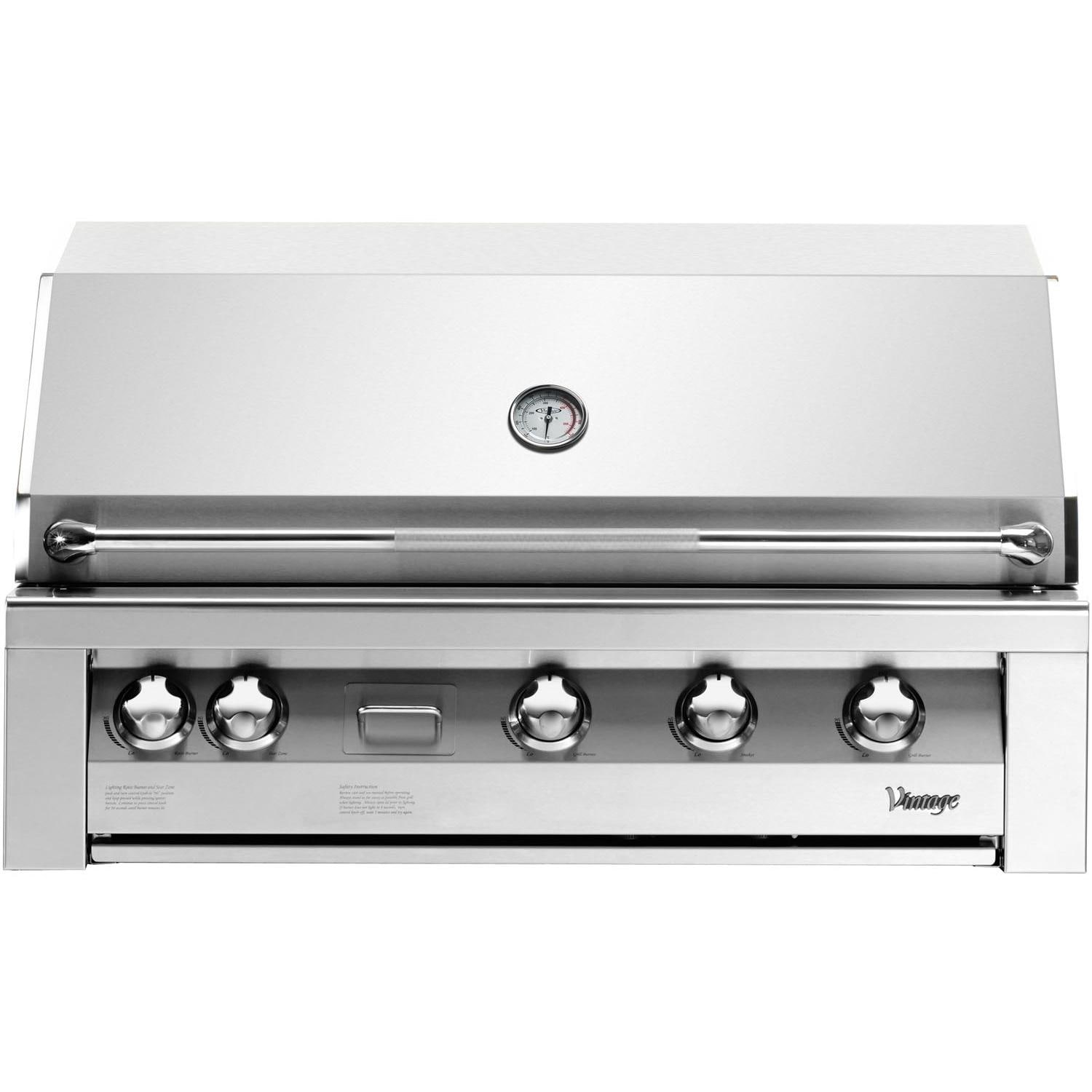 Vintage Grills 42-inch Built-in Propane Gas Grill with Flush Mounted Infrared Rotisserie Burner and Dedicated Smoker Burner